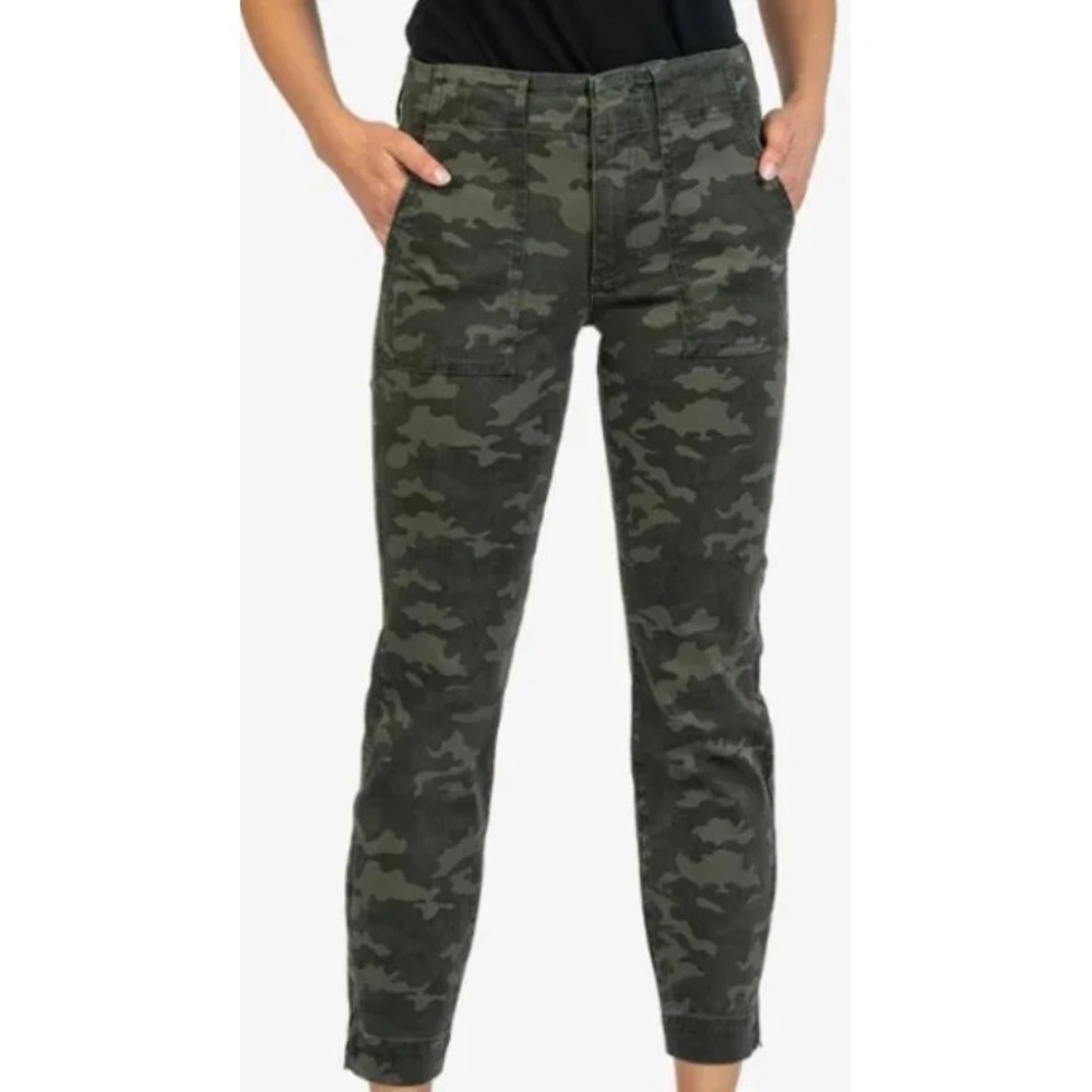 Kut from the Kloth Reese Ankle Zip Straight Leg Women 4 Green Camo Utility Pants